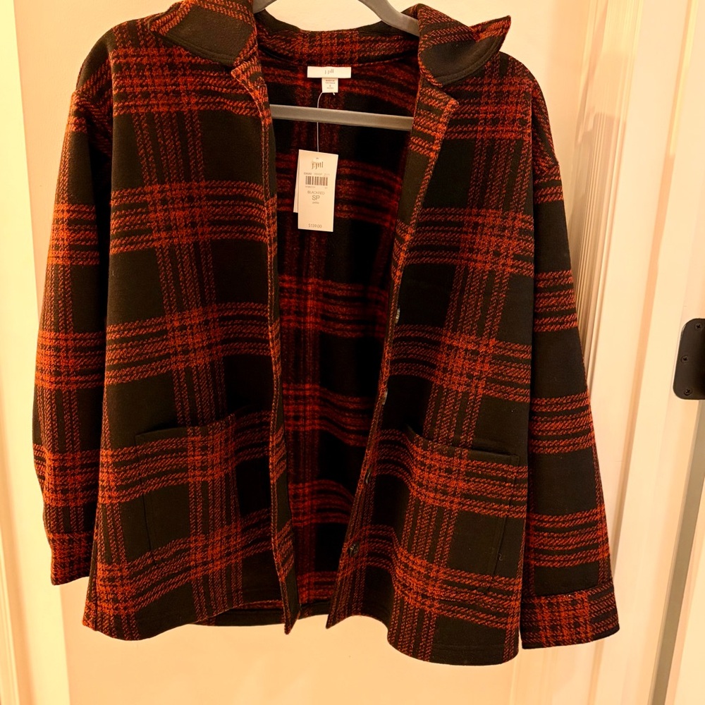 J. Jill Black and Red Plaid Jacket (NEW WITH TAGS)